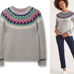 NWT Boden Emma Fair Isle Sweater in Grey Mark